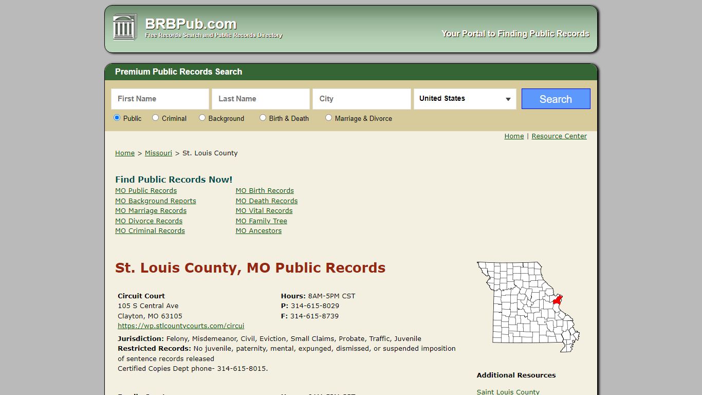 St. Louis County, MO Public Records - BRB Pub